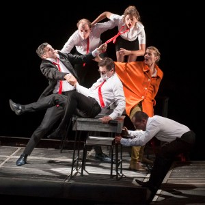 Theatre. Repetition du "Rhinoceros", piece de Eugene Ionesco, dans une production du Theatre de la Ville, a New York